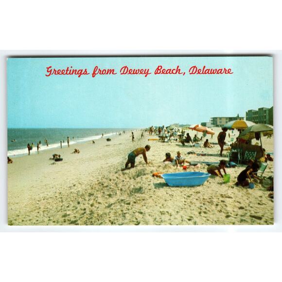 Vintage Dewey Beach Delaware Lithograph Postcard Hobo Motel Scene - Picture 1 of 2